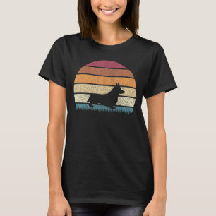 Vintage Retro Sunset Welsh Corgi Dog Silhouette T-Shirt