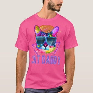 Vintage Retro Sunset With Cute Cat For Cat Daddy 1 T-Shirt