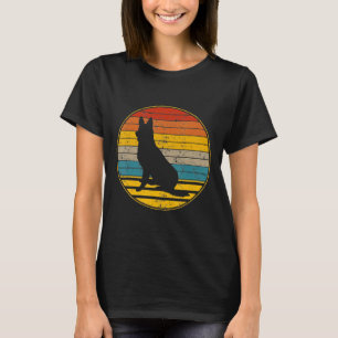 Vintage Retro Sunset With German Shepherd Shadow  T-Shirt