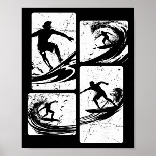 Vintage Retro Surfing Sunset Poster