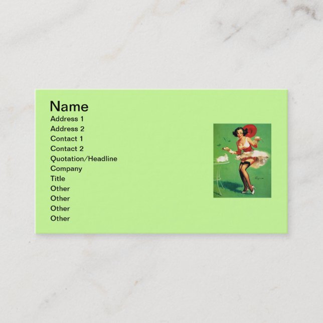 Vintage Retro Tea Time Pinup Girl Business Card (Front)