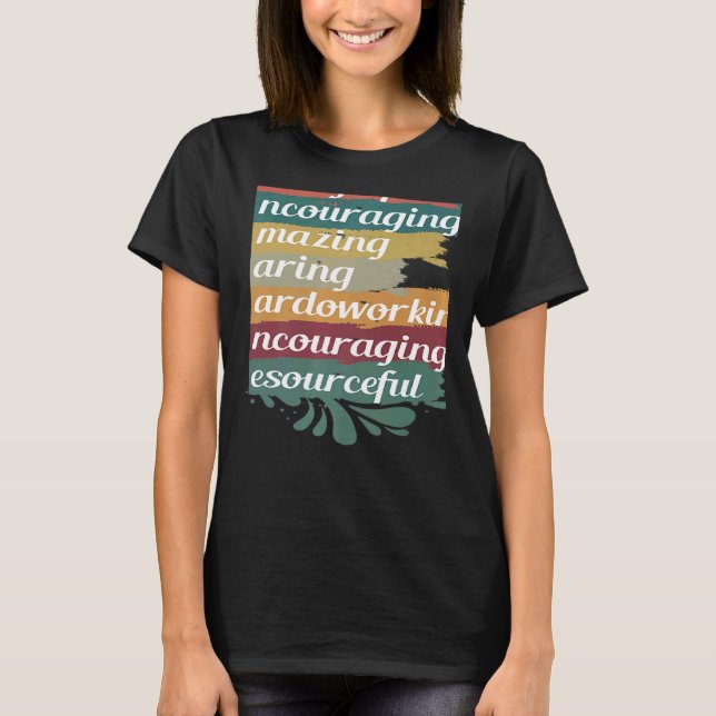 Vintage Retro Teacher Inspirational Colourful Elem T-Shirt (Front)