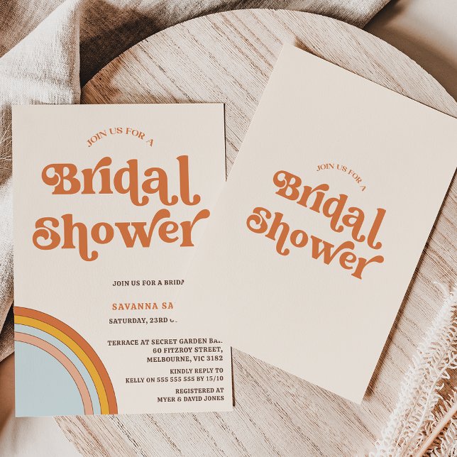 Vintage Retro Terracotta  Beige Bridal Shower Invitation (Creator Uploaded)