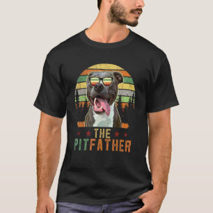 Vintage Retro The Pitfather Pitbull Dog Father's T-Shirt