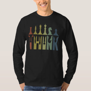 Vintage Retro Think Chess Pieces Chess Coach Play T-Shirt