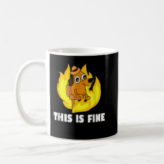 Vintage Retro This Is Fine Dog Internet Meme Burni Coffee Mug