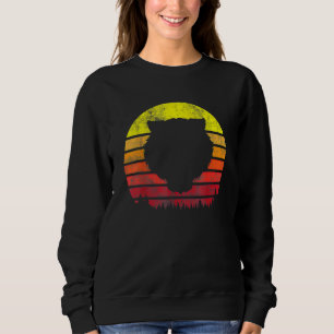 Vintage Retro Tiger Face Silhouette Forest Sun Gra Sweatshirt