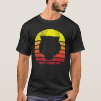Vintage Retro Tiger Face Silhouette Forest Sun Gra