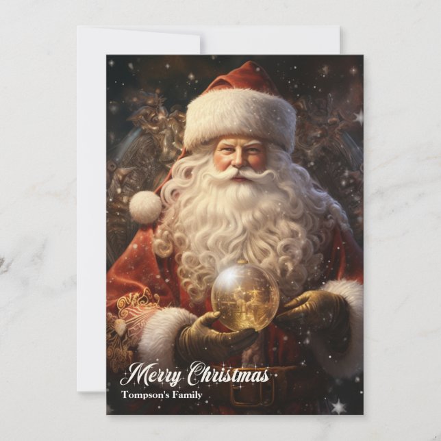 Vintage retro traditional classic Santa Claus Holiday Card (Front)