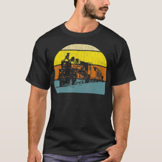 Vintage Retro Train Locomotive Railroad Railway T-Shirt