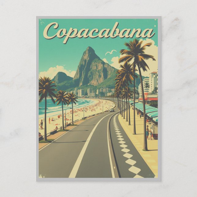 Vintage Retro Travel - Copacabana Beach  Postcard (Front)
