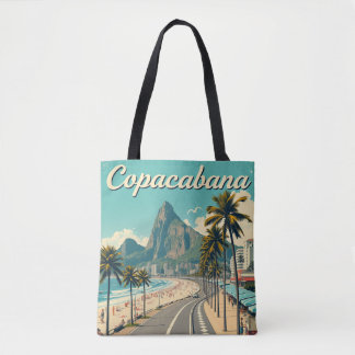 Vintage Retro Travel  - Copacabana Beach  Tote Bag