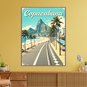 Vintage Retro Travel Poster - Copacabana Beach Canvas Print