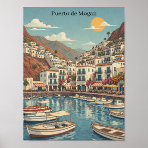 Vintage Retro Travel Puerto de Mogán Gran Canaria Poster