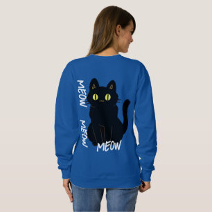 vintage retro trendy black cat meow sweatshirt