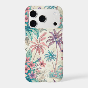 Vintage Retro Tropical Palm Tree & Floral Garden