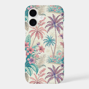 Vintage Retro Tropical Palm Tree & Floral Garden