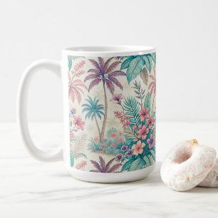 Vintage Retro Tropical Palm Tree & Floral Garden Coffee Mug