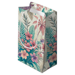 Vintage Retro Tropical Palm Tree & Floral Garden Small Gift Bag