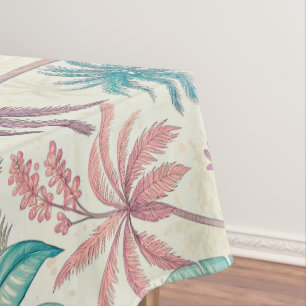 Vintage Retro Tropical Palm Tree & Floral Garden Tablecloth