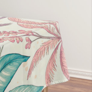 Vintage Retro Tropical Palm Tree & Floral Garden Tablecloth