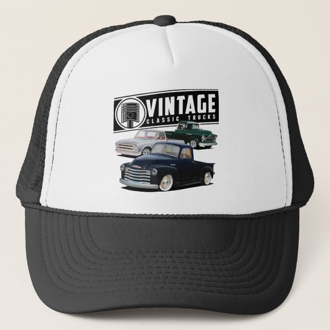 Vintage Retro Trucks Trucker Hat (Front)