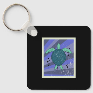 Vintage Retro Turtle Marine Biologist Key Ring