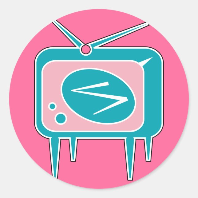Vintage Retro TV Television Set Classic Round Sticker (Front)