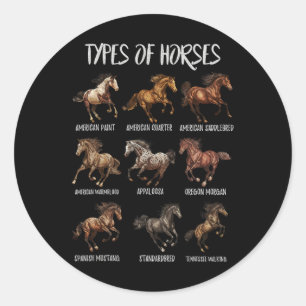 Vintage Retro Types Of Horses1  Classic Round Sticker