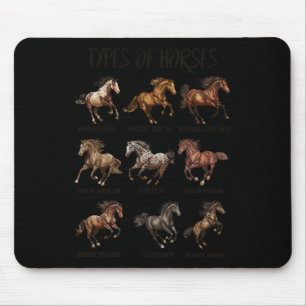 Vintage Retro Types Of Horses Horse Breed Horsebac Mouse Pad