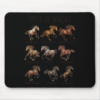 Vintage Retro Types Of Horses Horse Breed Horsebac Mouse Pad
