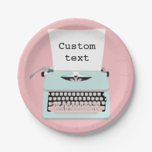Vintage retro typewriter and paper design paper plate