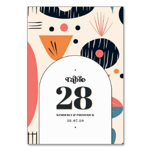 Vintage Retro Typography and Pattern Table Number