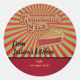 Vintage retro typography homemade pies classic round sticker