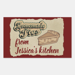 Vintage retro typography  homemade pies rectangular sticker