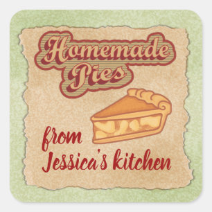 Vintage retro typography  homemade pies square sticker