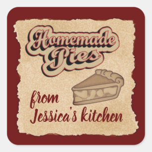 Vintage retro typography homemade pies square sticker