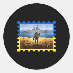 Vintage Retro Ukraine Postage Stamp Flag Pride Classic Round Sticker
