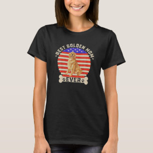 Vintage Retro US Flag Best Golden Retriever Mum T-Shirt