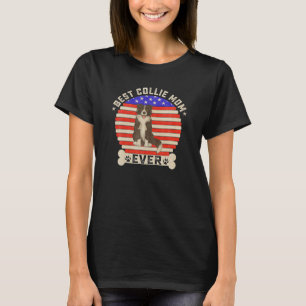 Vintage Retro USA Flag Best Border Collie Mum Ever T-Shirt