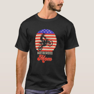 Vintage Retro Usa Flag Proud Motocross Dirt Bike M T-Shirt