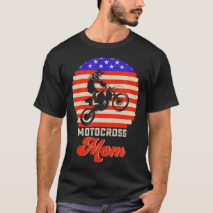 Vintage Retro USA Flag Proud Motocross Dirt Bike T-Shirt