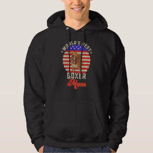 Vintage Retro Usa Flag World S Best Boxer Dog Mum  Hoodie