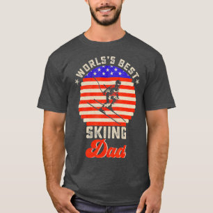 Vintage Retro USA Flag Worlds Best Skiing Dad T-Shirt