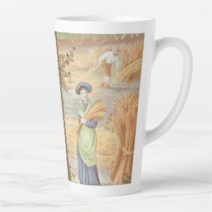 Vintage Retro Valentine, Country Farm Landscape Latte Mug