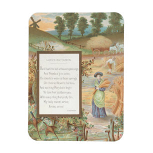 Vintage Retro Valentine, Country Farm Landscape Magnet