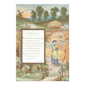 Vintage Retro Valentine, Country Farm Landscape Photo Print