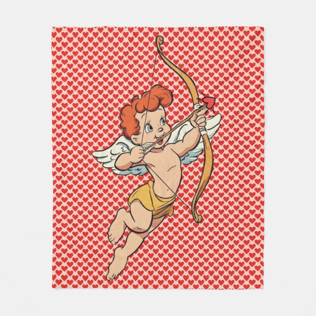 Vintage/retro Valentine's day cupid Fleece Blanket (Front)