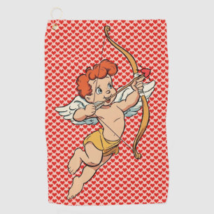 Vintage/retro Valentine's day cupid Golf Towel