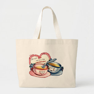 Vintage Retro Valentine's Day Large Tote Bag